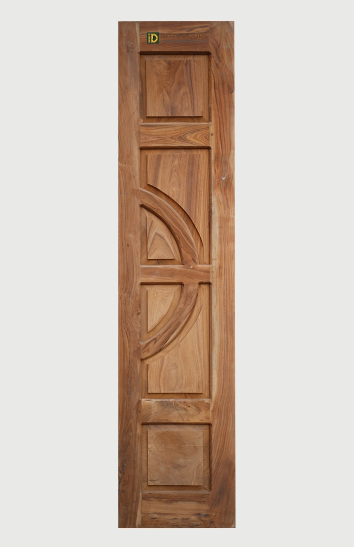 Solid Teak Wood Contemporary Panel Door with Curved Design