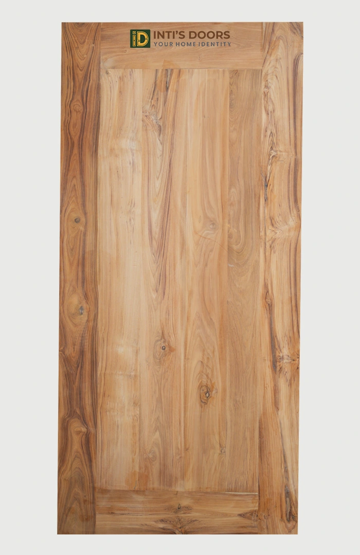 Solid Teak Wood Plain Single Door with Natural Edge Grain
